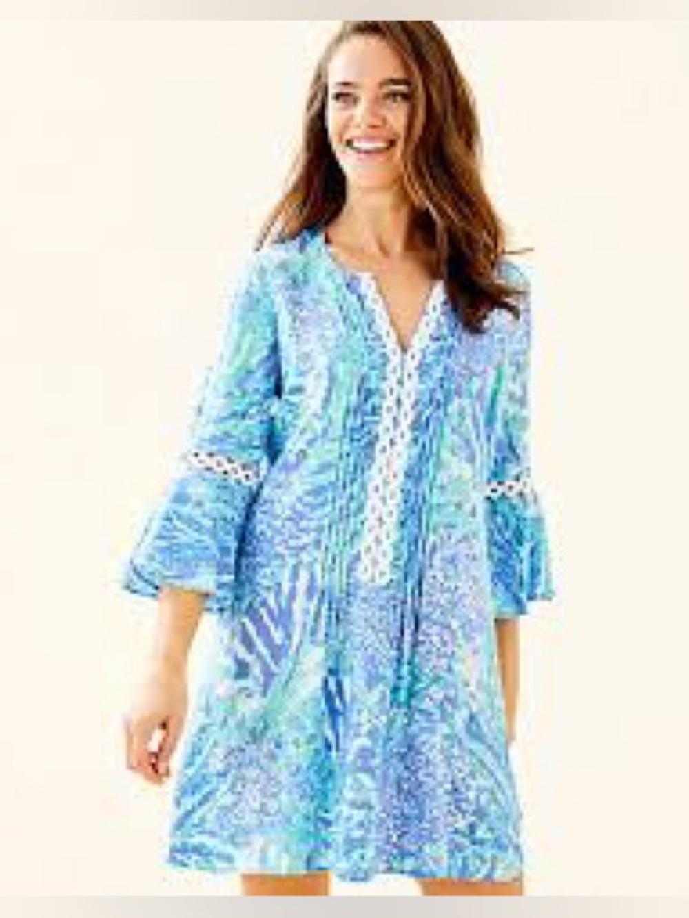 Lilly Pulitzer Blue and Turquoise Floral Tunic